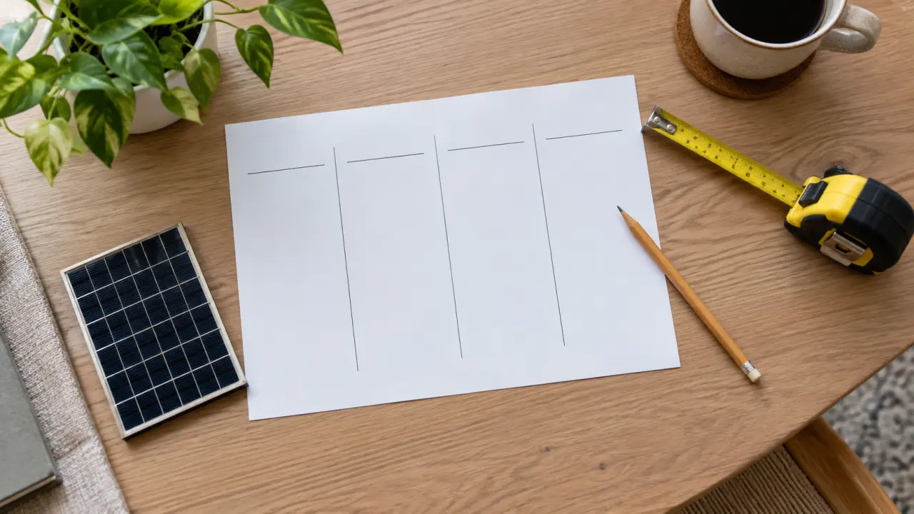 Collection-scope worksheet beside a solar panel sample